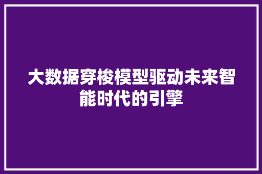 大数据穿梭模型驱动未来智能时代的引擎