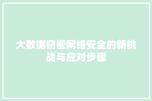 大数据窃密网络安全的新挑战与应对步骤  第1张