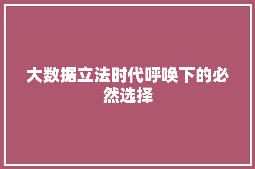 大数据立法时代呼唤下的必然选择  第1张