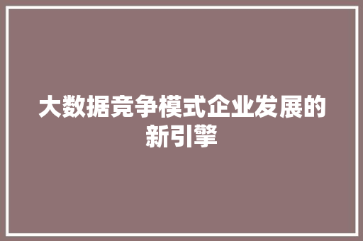 大数据竞争模式企业发展的新引擎