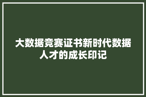 大数据竞赛证书新时代数据人才的成长印记  第1张