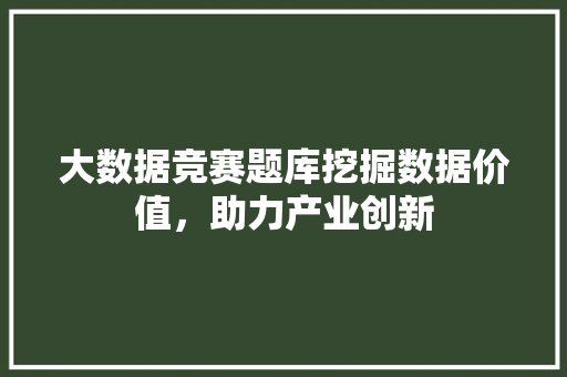 大数据竞赛题库挖掘数据价值，助力产业创新