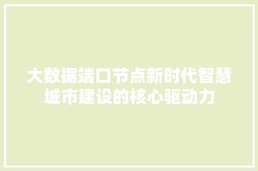 大数据端口节点新时代智慧城市建设的核心驱动力