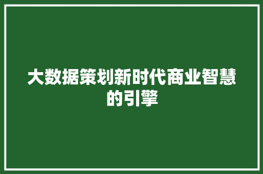 大数据策划新时代商业智慧的引擎  第1张