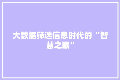 大数据筛选信息时代的“智慧之眼”  第1张