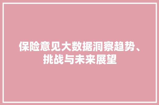 保险意见大数据洞察趋势、挑战与未来展望  第1张