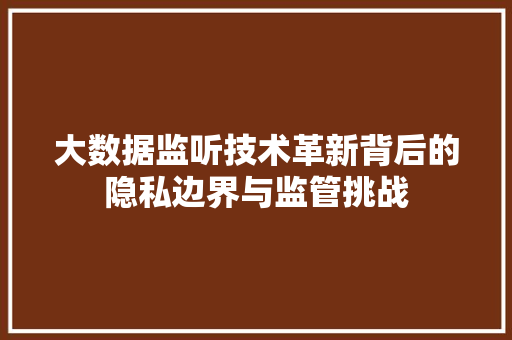 大数据监听技术革新背后的隐私边界与监管挑战  第1张