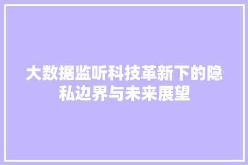 大数据监听科技革新下的隐私边界与未来展望  第1张