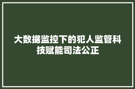 大数据监控下的犯人监管科技赋能司法公正  第1张