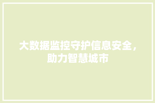大数据监控守护信息安全，助力智慧城市  第1张