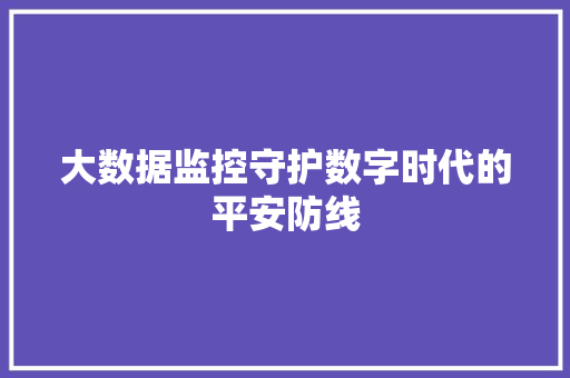 大数据监控守护数字时代的平安防线  第1张