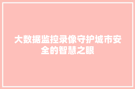 大数据监控录像守护城市安全的智慧之眼  第1张