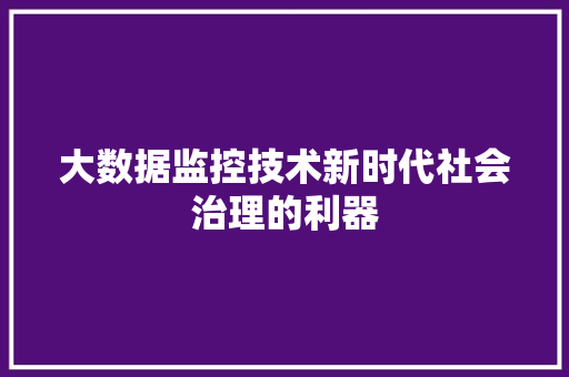 大数据监控技术新时代社会治理的利器