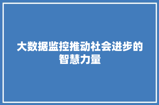 大数据监控推动社会进步的智慧力量  第1张