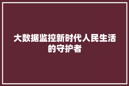 大数据监控新时代人民生活的守护者  第1张
