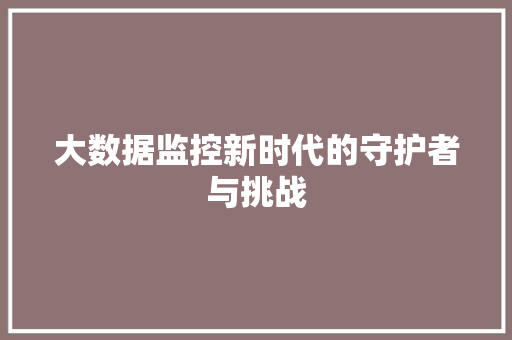大数据监控新时代的守护者与挑战  第1张