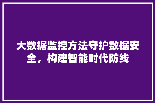 大数据监控方法守护数据安全，构建智能时代防线  第1张