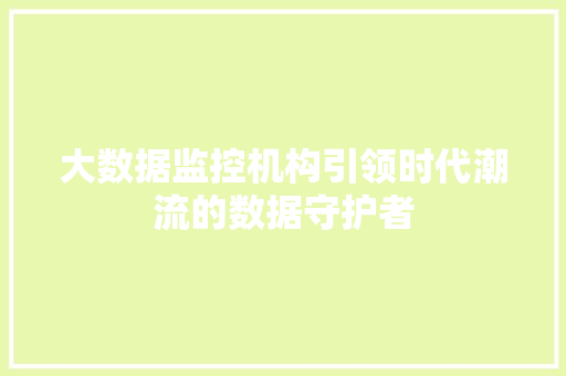 大数据监控机构引领时代潮流的数据守护者  第1张