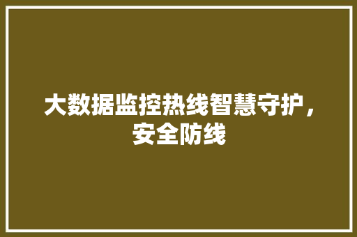 大数据监控热线智慧守护，安全防线