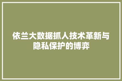 依兰大数据抓人技术革新与隐私保护的博弈  第1张