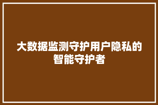 大数据监测守护用户隐私的智能守护者