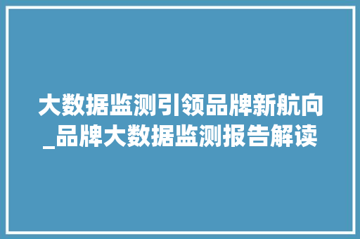 大数据监测引领品牌新航向_品牌大数据监测报告解读