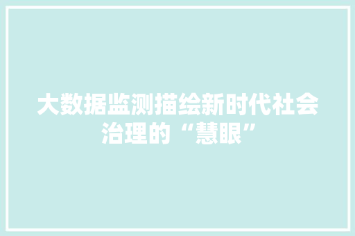 大数据监测描绘新时代社会治理的“慧眼”