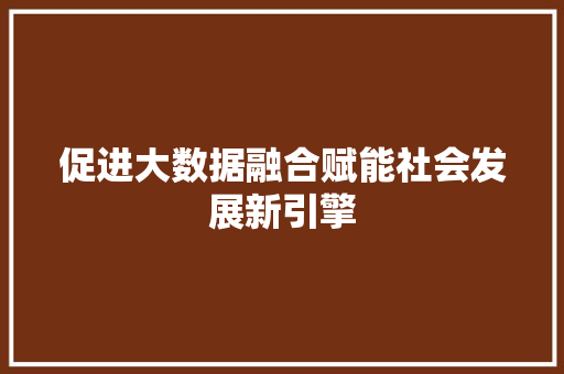 促进大数据融合赋能社会发展新引擎  第1张
