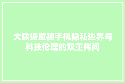 大数据监视手机隐私边界与科技伦理的双重拷问