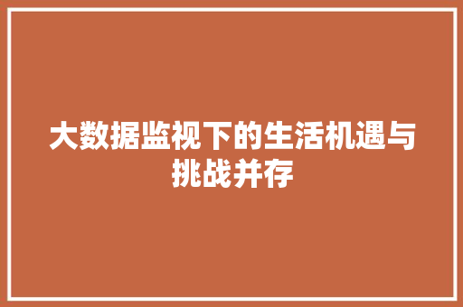 大数据监视下的生活机遇与挑战并存