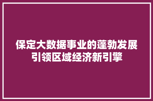 保定大数据事业的蓬勃发展引领区域经济新引擎