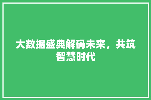 大数据盛典解码未来，共筑智慧时代  第1张