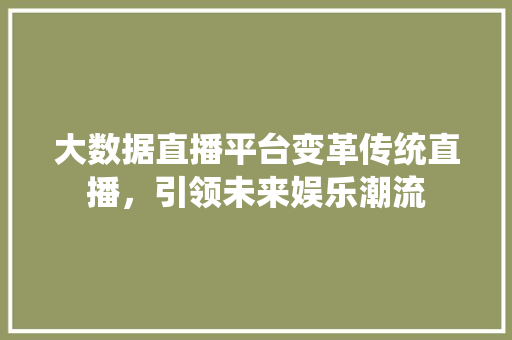 大数据直播平台变革传统直播，引领未来娱乐潮流  第1张