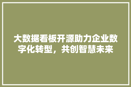 大数据看板开源助力企业数字化转型，共创智慧未来  第1张