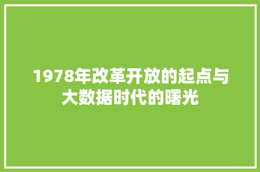 1978年改革开放的起点与大数据时代的曙光