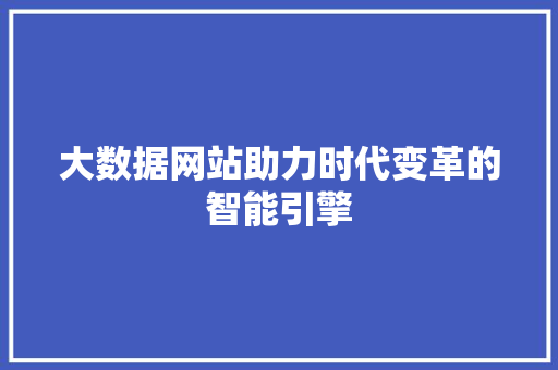 大数据网站助力时代变革的智能引擎