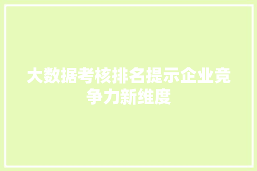 大数据考核排名提示企业竞争力新维度  第1张