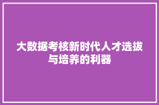 大数据考核新时代人才选拔与培养的利器  第1张