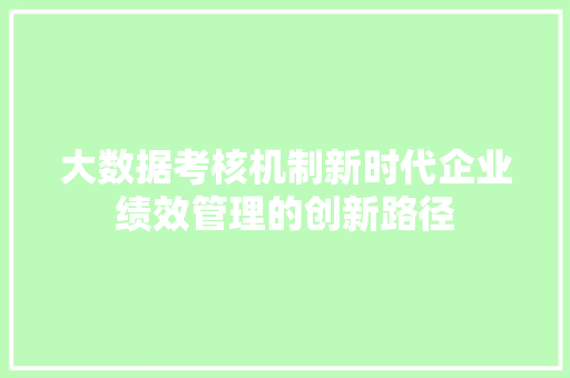 大数据考核机制新时代企业绩效管理的创新路径  第1张