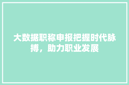 大数据职称申报把握时代脉搏，助力职业发展  第1张
