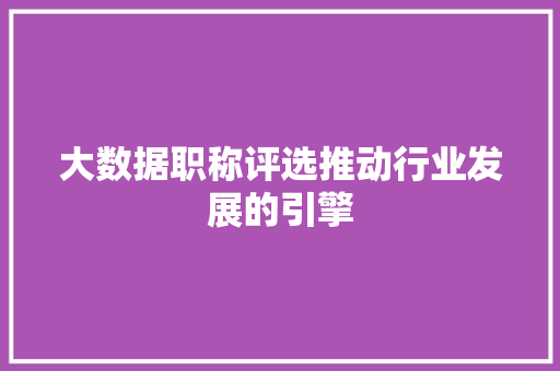 大数据职称评选推动行业发展的引擎  第1张