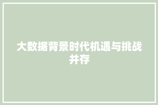 大数据背景时代机遇与挑战并存  第1张