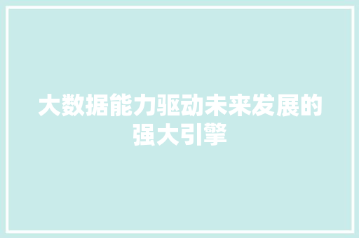 大数据能力驱动未来发展的强大引擎