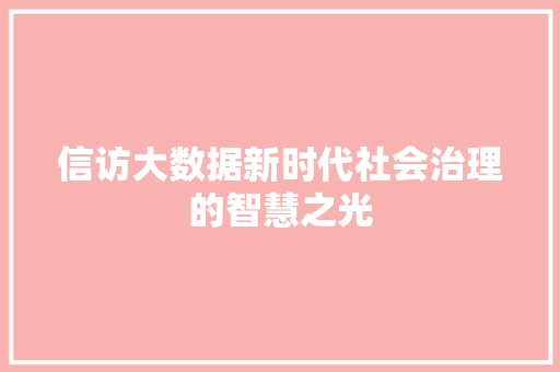 信访大数据新时代社会治理的智慧之光