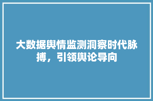 大数据舆情监测洞察时代脉搏，引领舆论导向  第1张