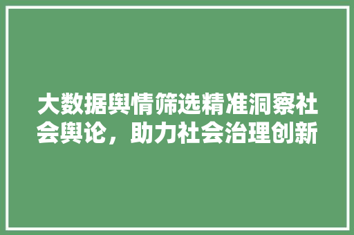 大数据舆情筛选精准洞察社会舆论，助力社会治理创新  第1张