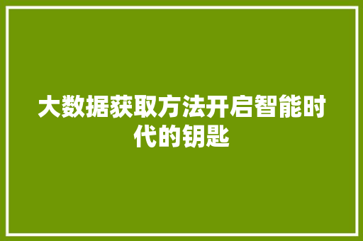大数据获取方法开启智能时代的钥匙