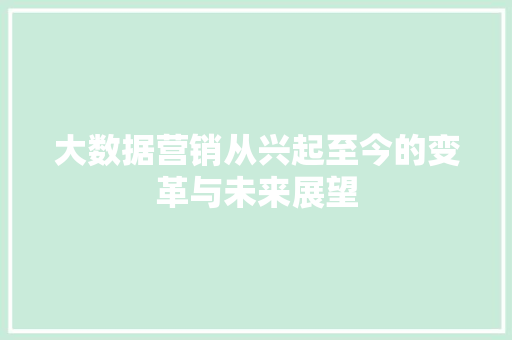 大数据营销从兴起至今的变革与未来展望  第1张