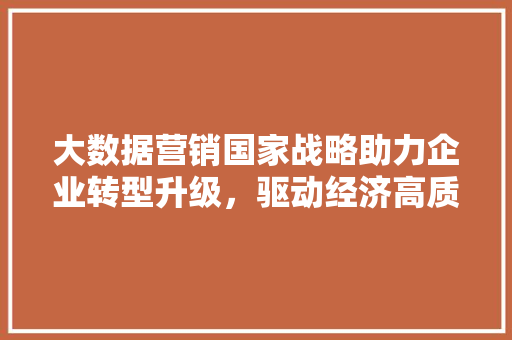 大数据营销国家战略助力企业转型升级，驱动经济高质量发展  第1张