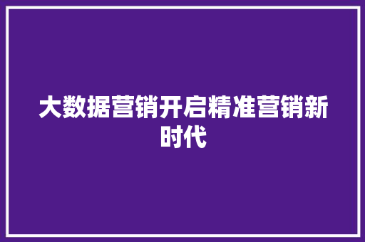 大数据营销开启精准营销新时代